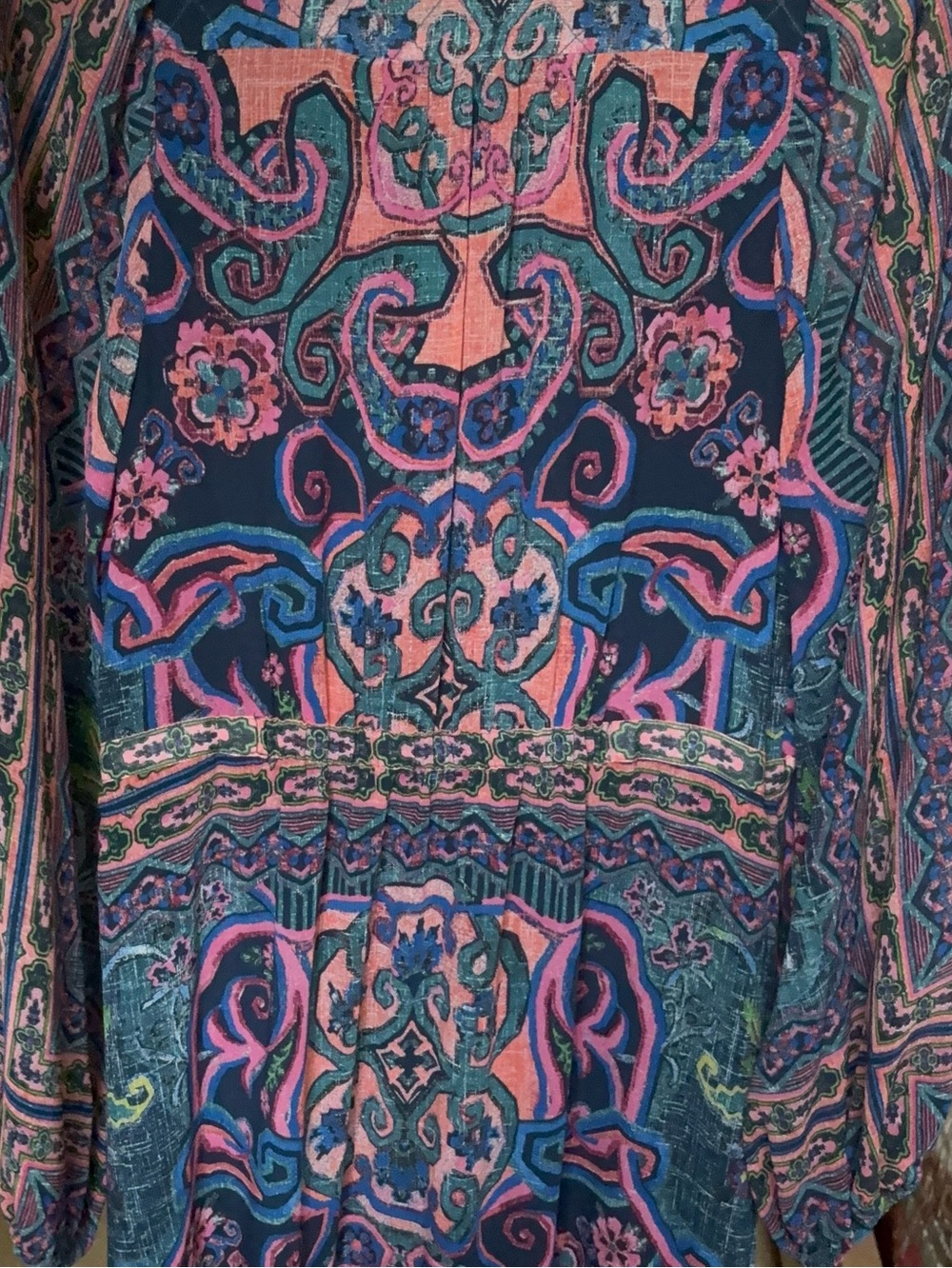 Gorgeous Anthropologie Paisley-NWT, Print Long Sleeve Midi Dress - Blue & Pink - Picture 5 of 7